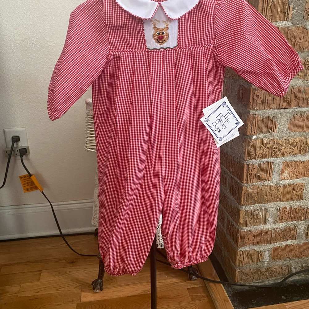 NWT The Bailey Boys Infant Christmas Smocked Long all size 6 months - Picture 2 of 16